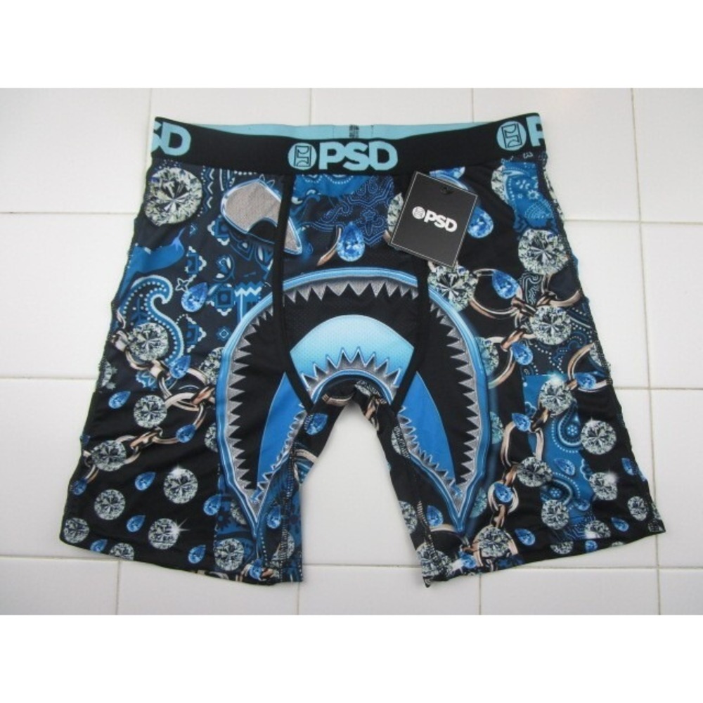 PSD Warface Merchant Men's Size Medium Blue Black Underwear Boxer Briefs